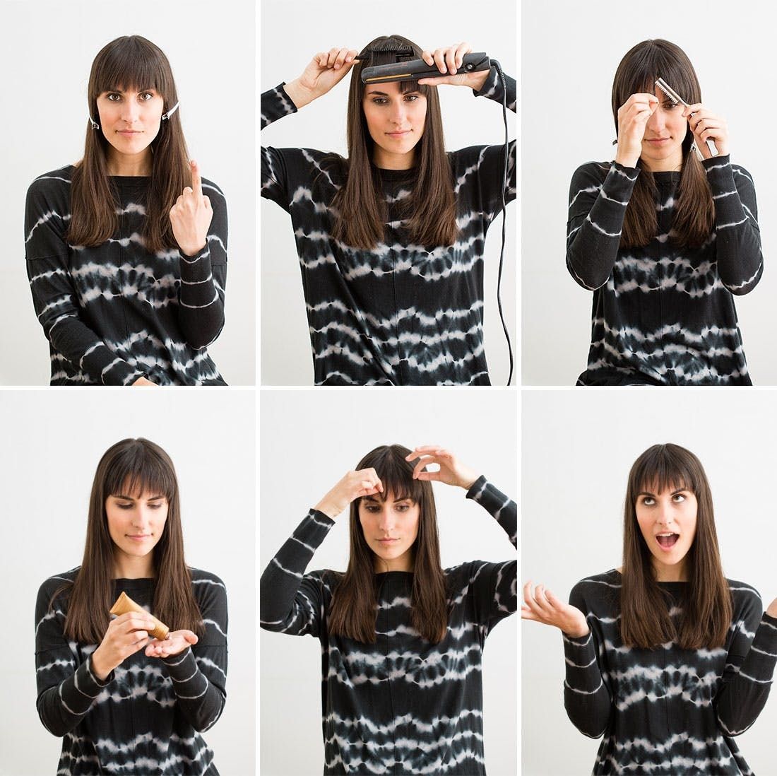 how to cut your own bangs straight across