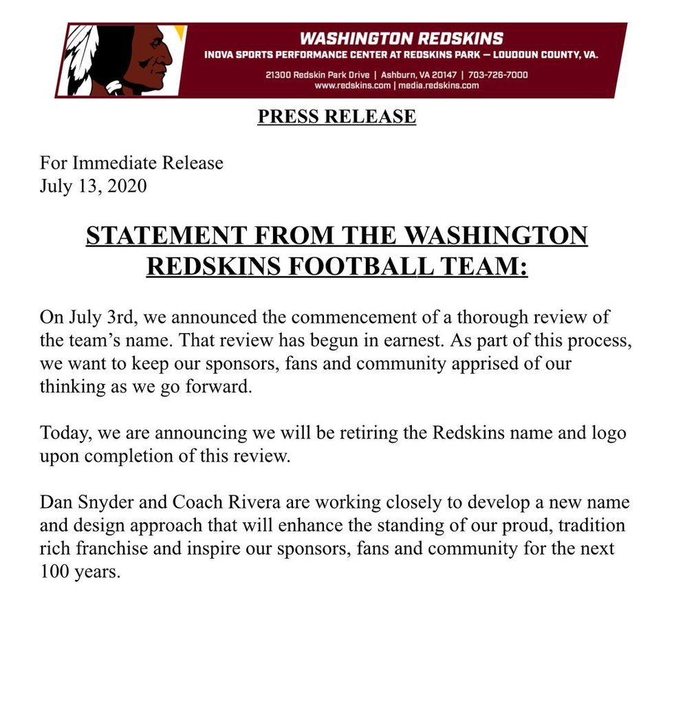 washington redskins name change