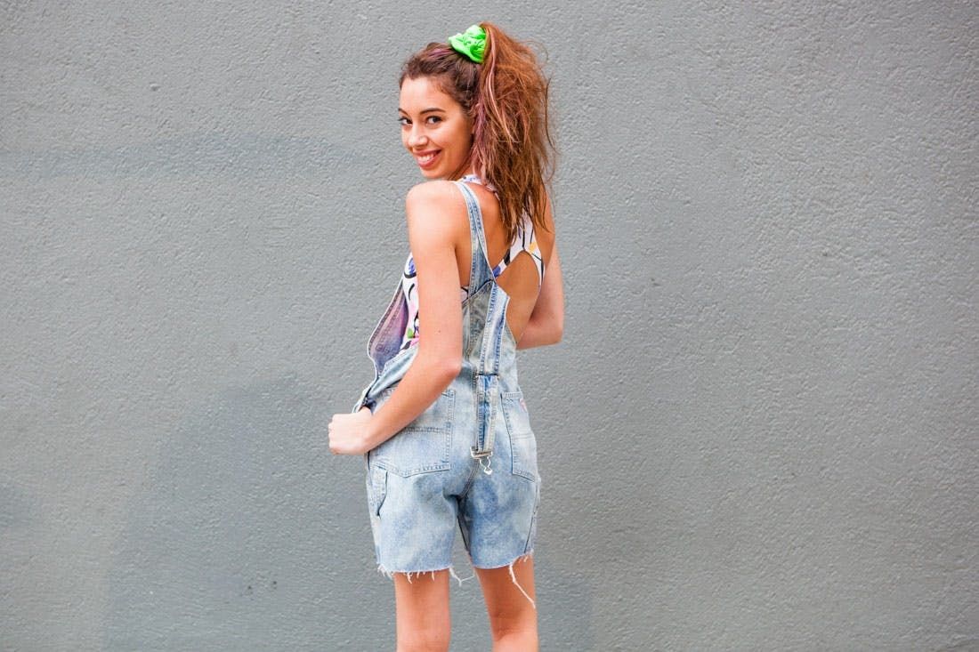 Overalls into Acid-Washed “Shortalls 