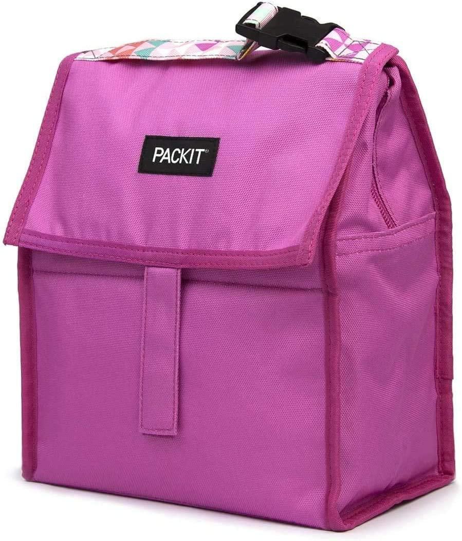 Buringer Cute Insulated Lunch Bag Box Cooler Tote Bento Container with Front Pocket for Women/Men/School/Work/Picnic Purple 