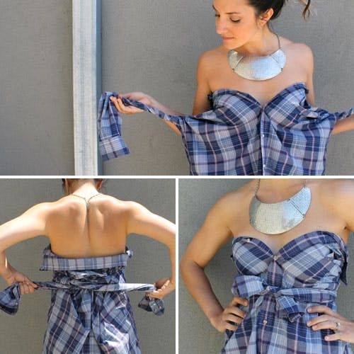 how to turn a men's shirt into a dress