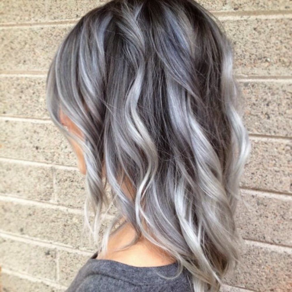 grey balayage hair color