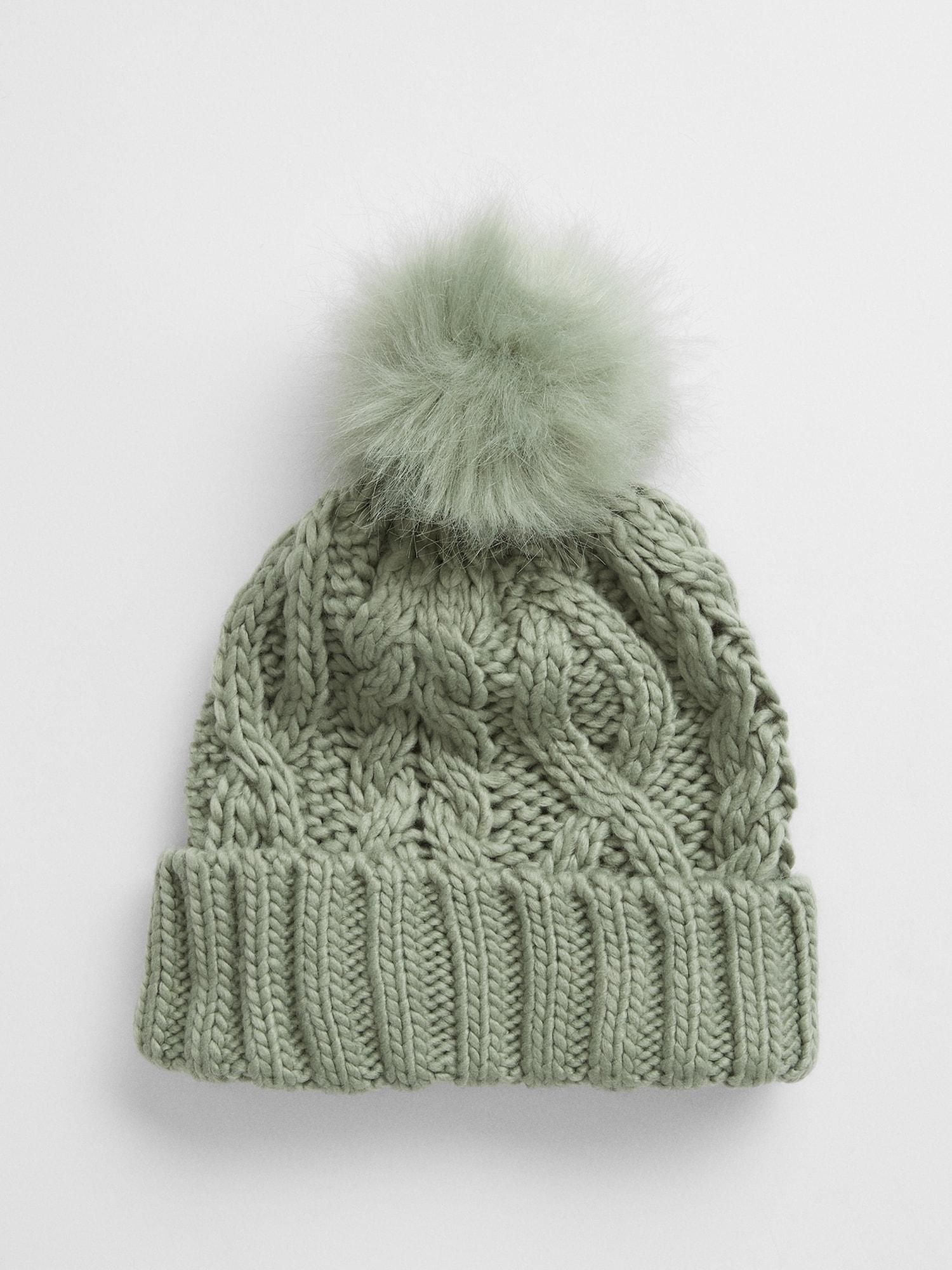 Green & Cheddar Knit Hat w/ Pom