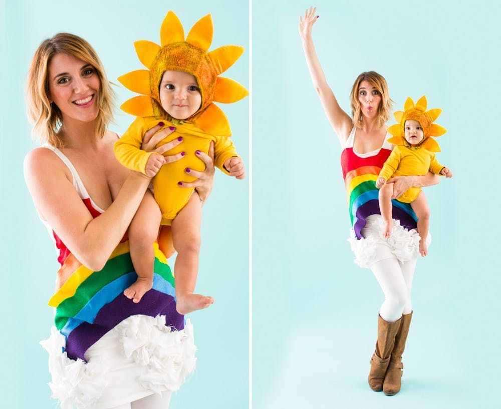 Sunshine and Rainbows DIY Halloween costume idea for toddlers and