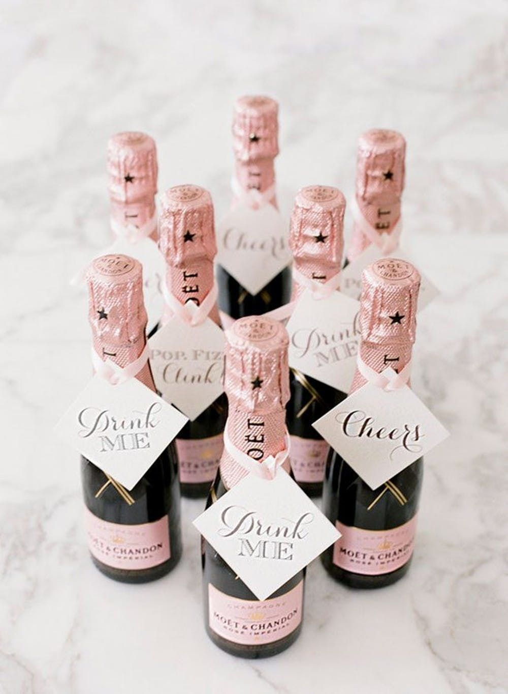 Rose Gold Moet Champagne Escort Cards