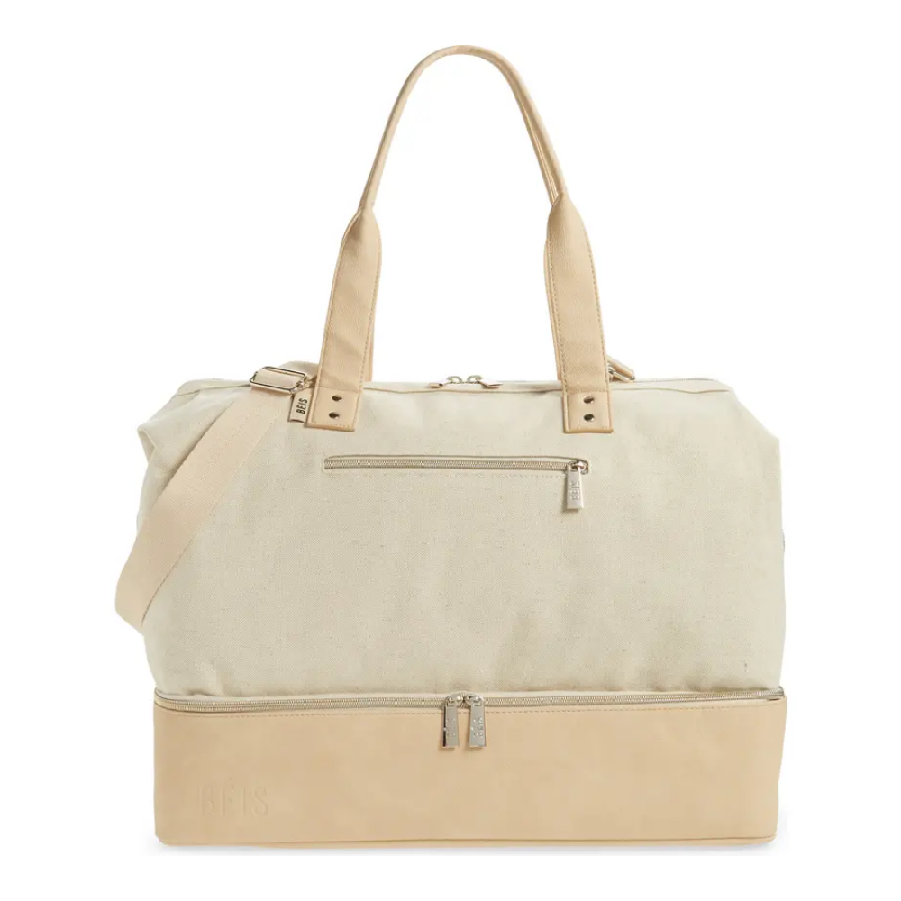 Béis The Weekender Canvas & Faux Leather Bag in Olive