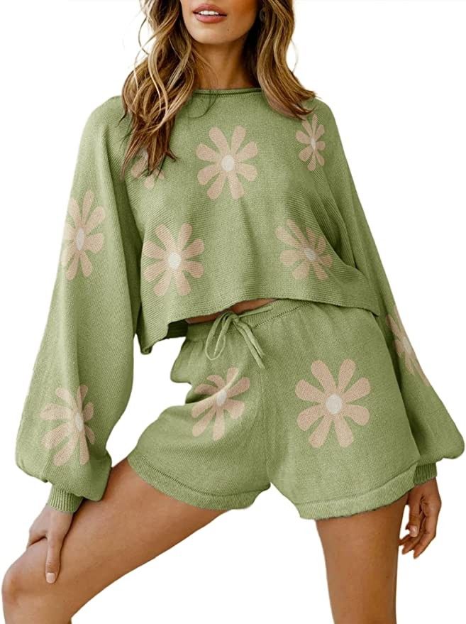 Dreamgirl Soft Rib-Knit Jersey Two-Piece Sleepwear Top and Shorts