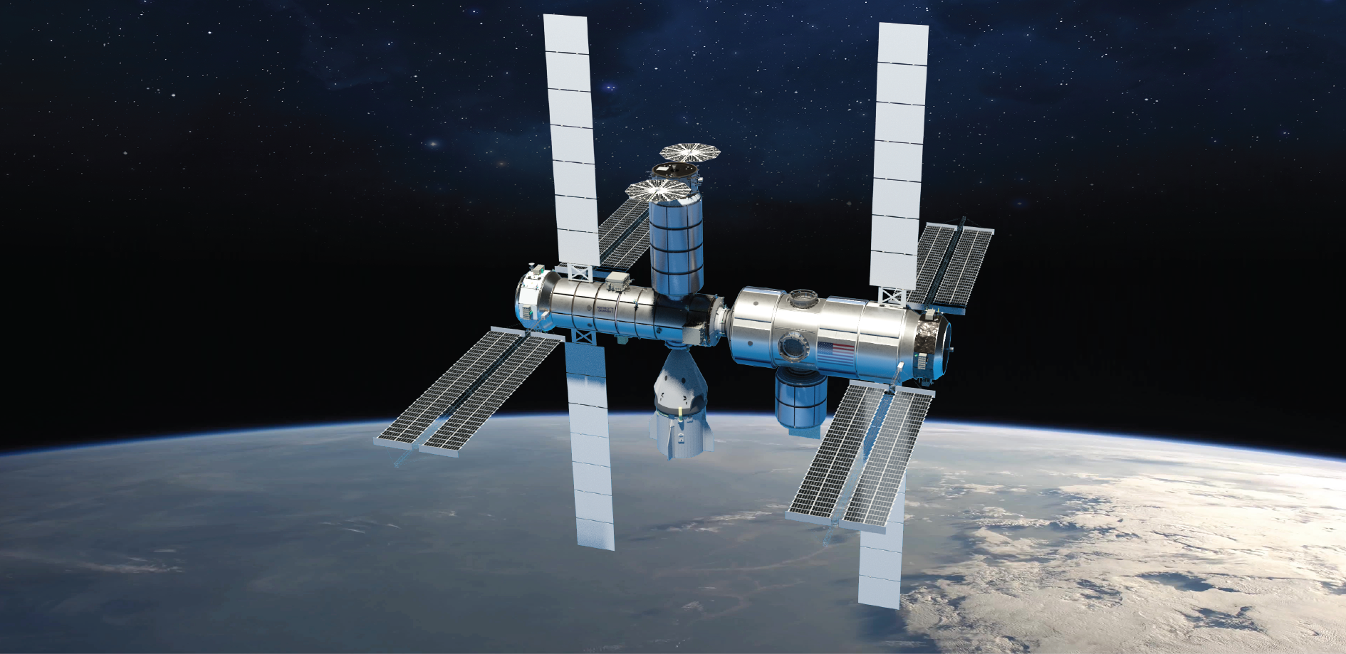 approaching futuristic space station