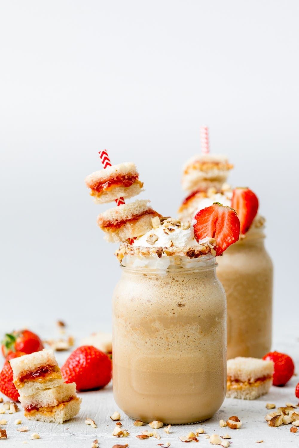 Peanut Butter Cookie Shot Glasses With Spiked PB&J Milk