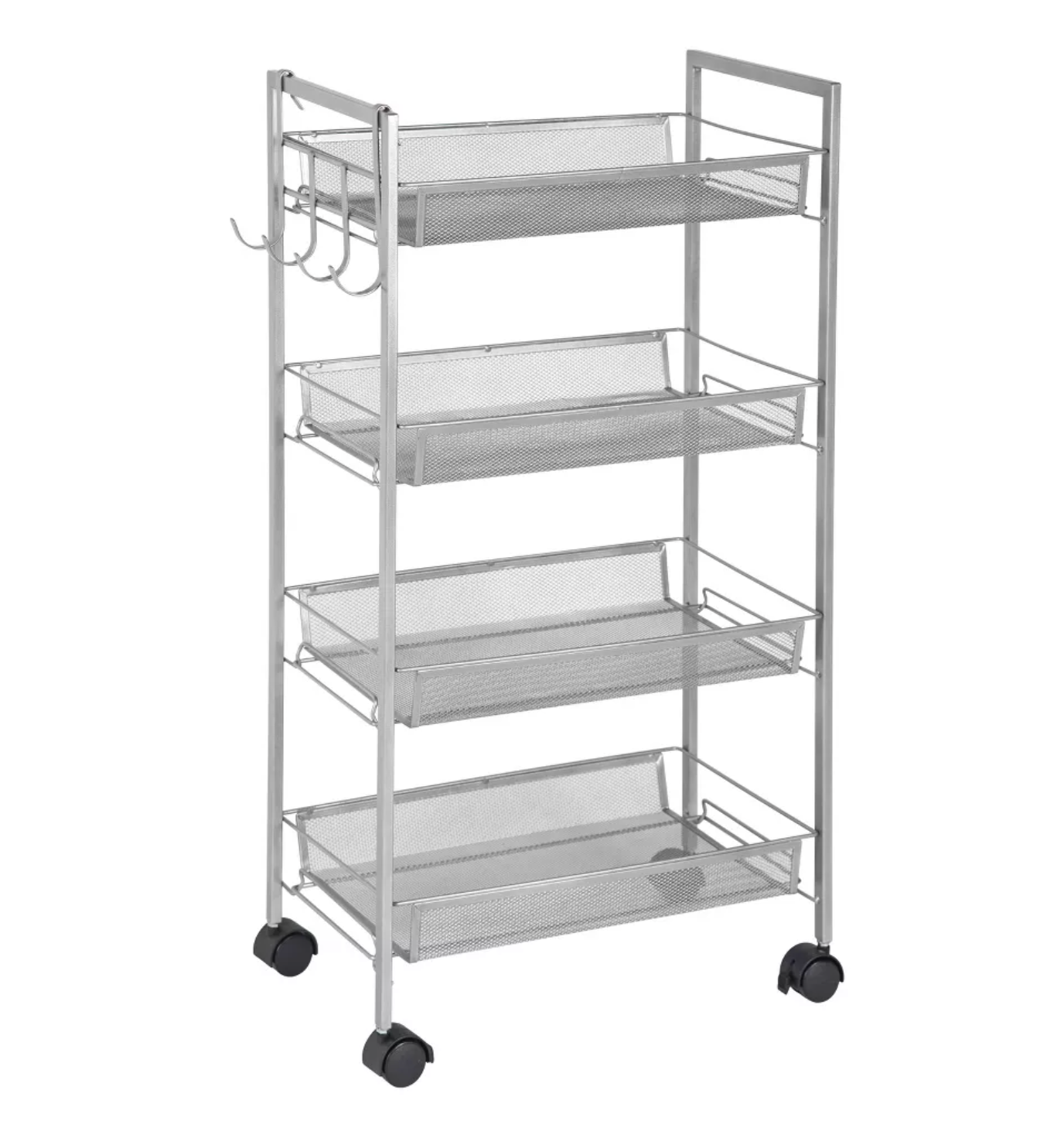 NEX 4 Tier Storage Cart with Mesh Basket Black