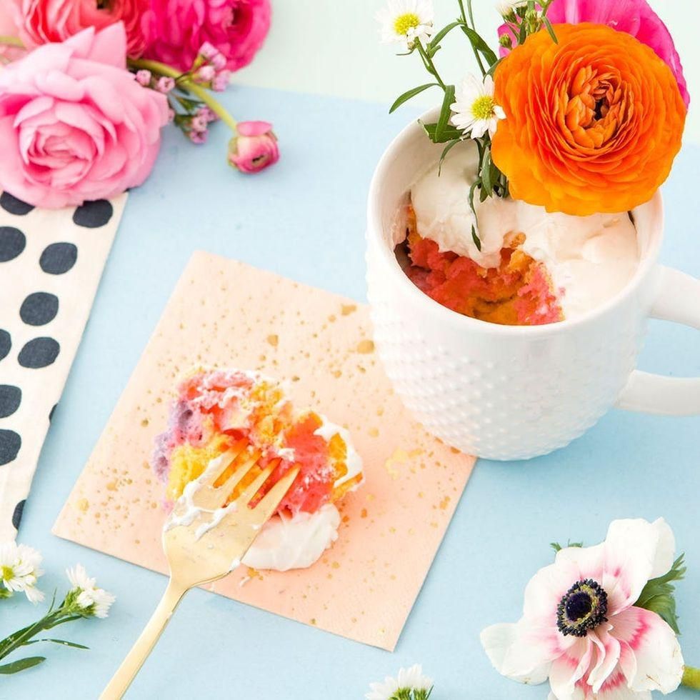 Morning coffee and beautiful rose flowers on pink pastel table top view.  Cozy breakfast for Womens or Valentines day. Flat lay. Stock Photo