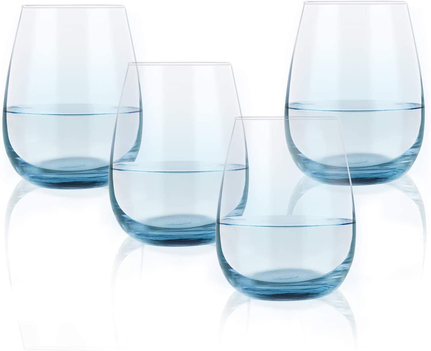 Rocco Blue Stemless Wine Glass Set of 4 by World Market