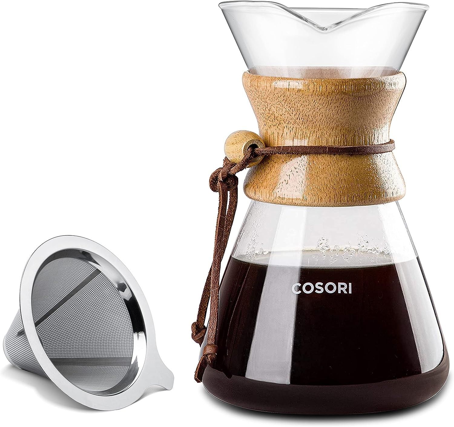 COSORI Pour Over Coffee Maker 8 Cup Glass Coffee Pot&Coffee Brewer with  Stain