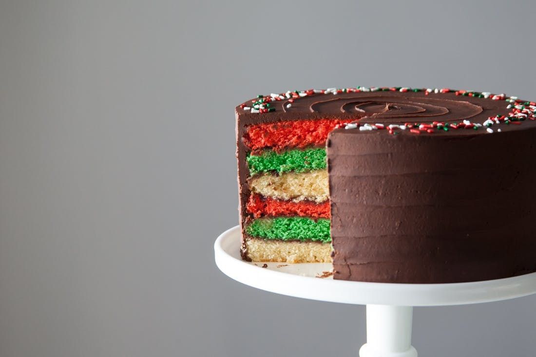 Sheet Pan Rainbow Cookie Cake