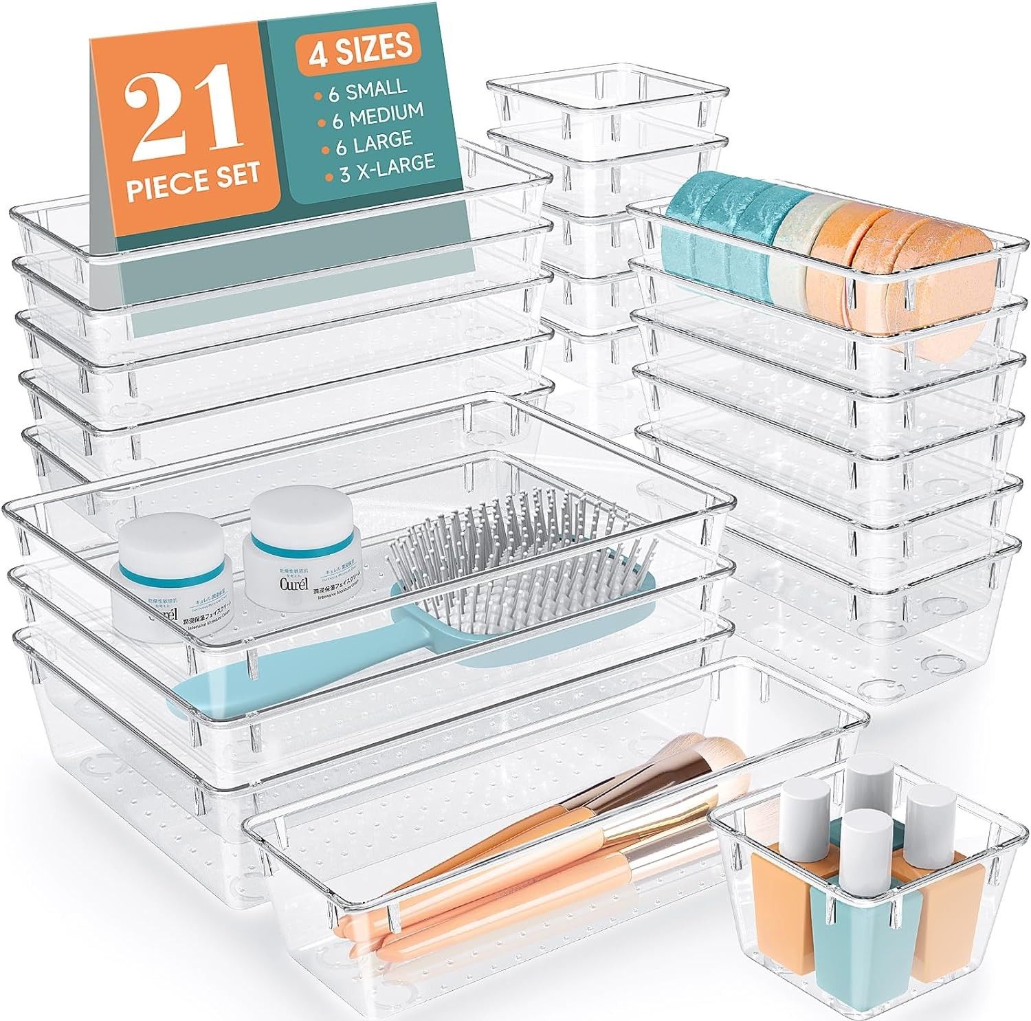 STORi Clear Drawer Organizers Plastic Desk 6 Piece Set for sale online