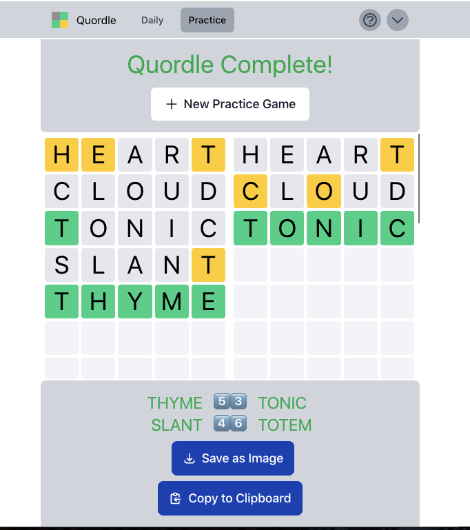 Quordle is Wordle with four words at once and it's terribly