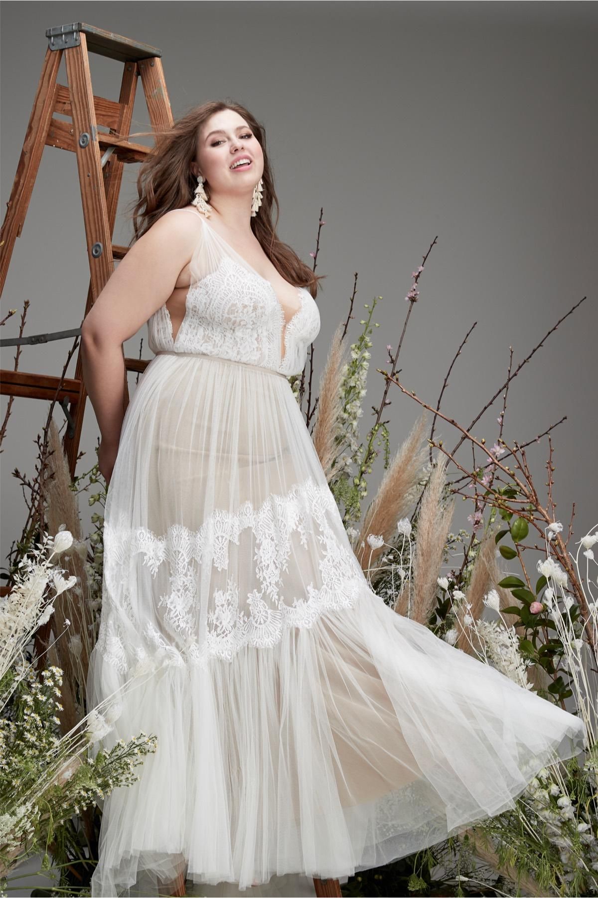 Plus Size Organza Wedding Dress With Puffy Sleeves, Wedding Dress With  Sleeves for Curvy Bride, Lace Bodice, Puffy Wide Sleeves, Bridal Gown - Etsy