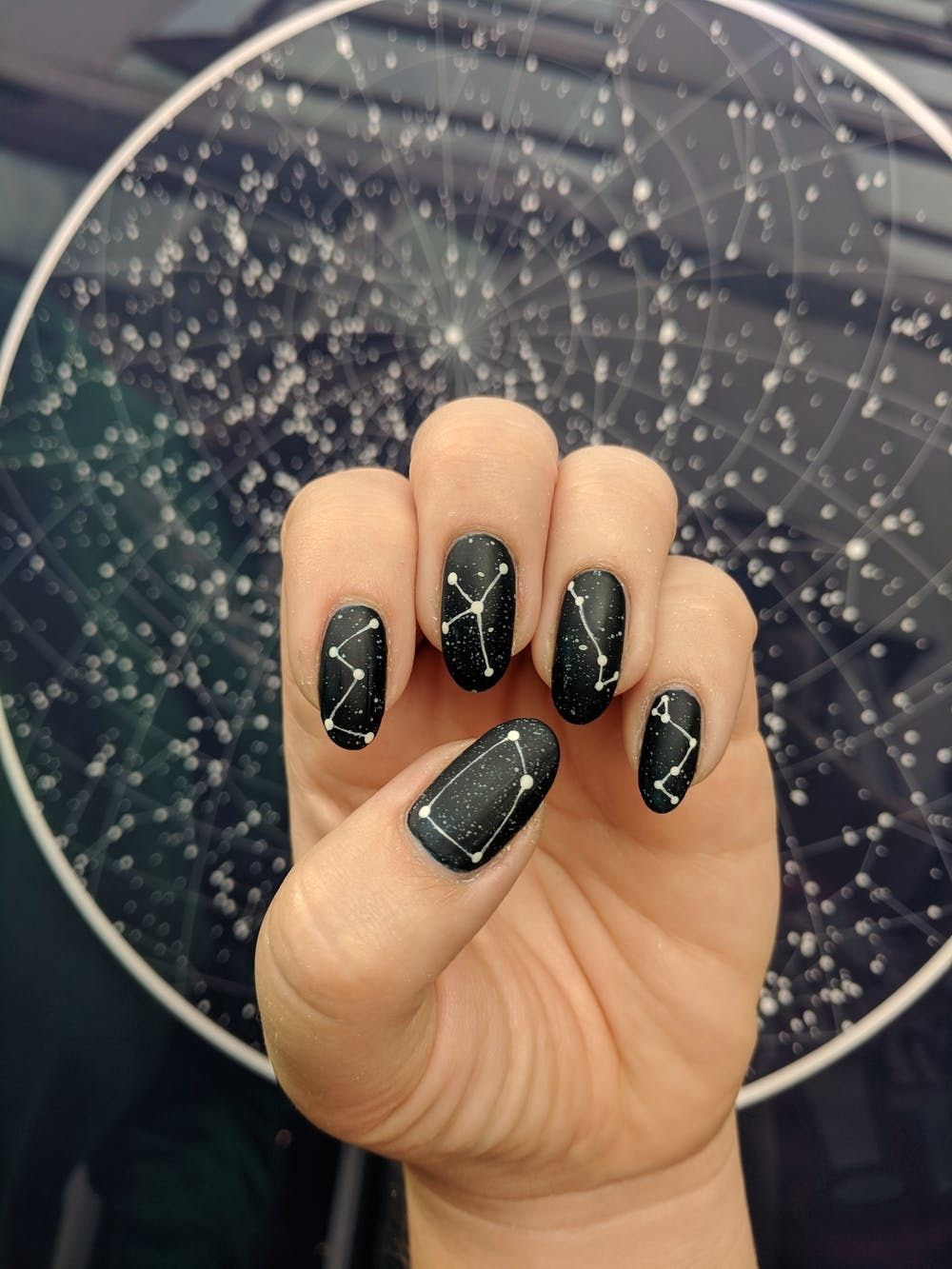 Simple Constellation Nail Art | Constellation nail art, Constellation nail,  Chalkboard nails