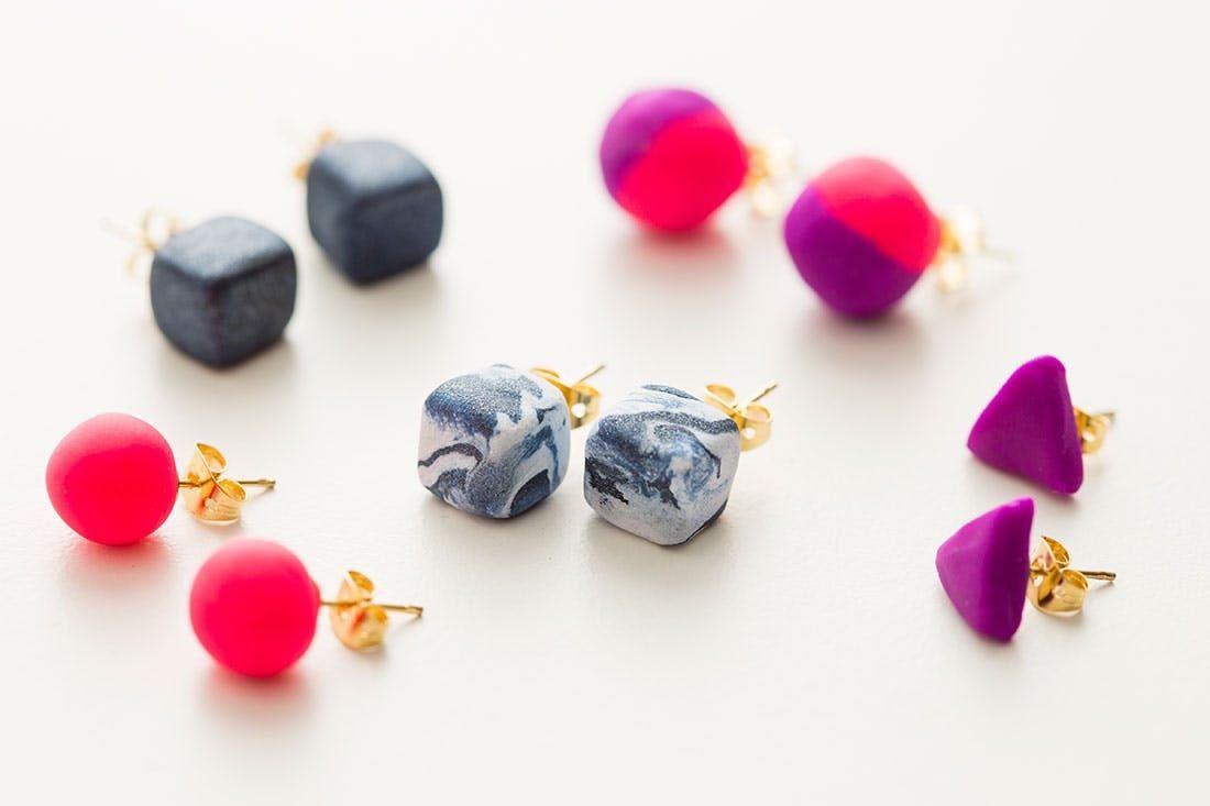 Diy clay 2024 stud earrings