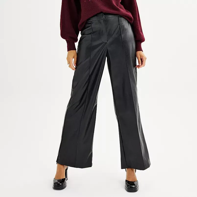 THE FRANKIE SHOP Bonnie croc-effect faux leather straight-leg pants