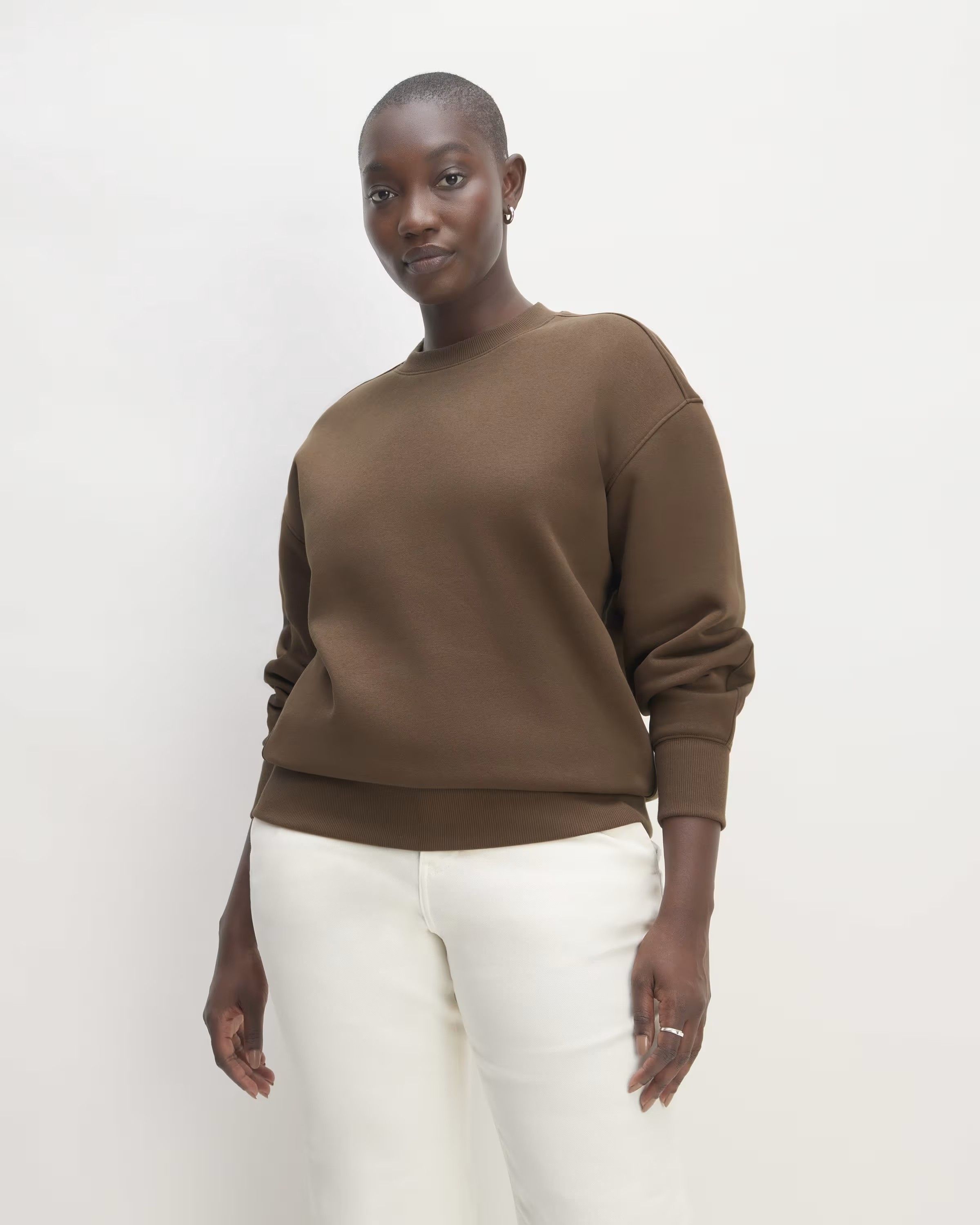 Buy SKIMS Cozy Knit Cropped Bouclé Sweatshirt - Brown At 70% Off