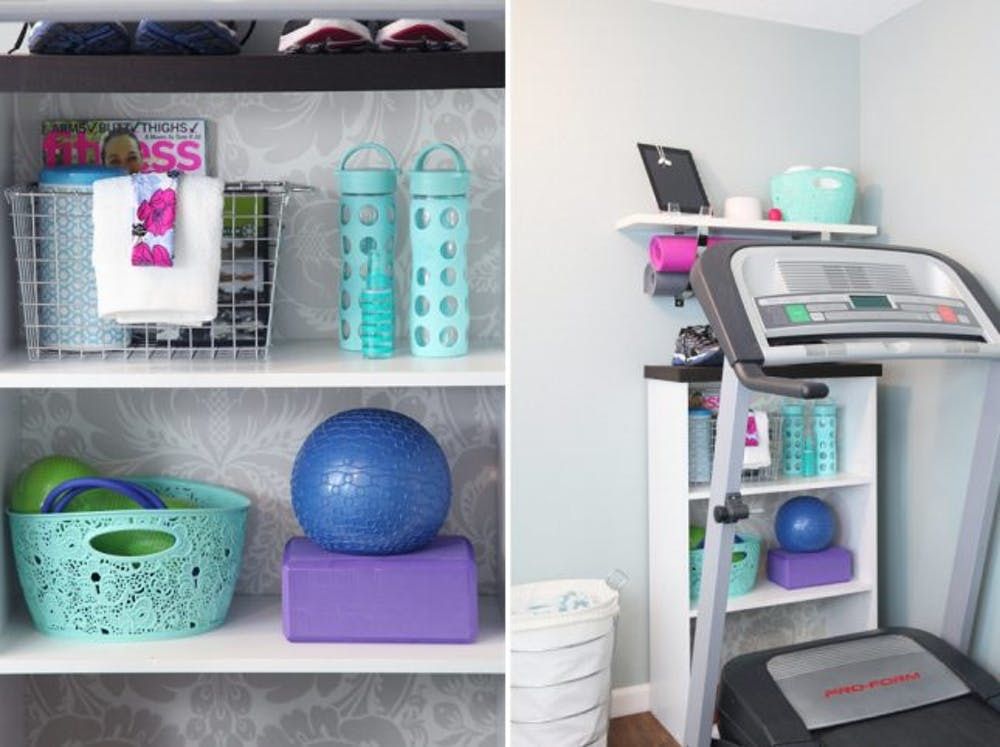 Mini home gym storage ideas for weights, Ikea hack Raskog unit