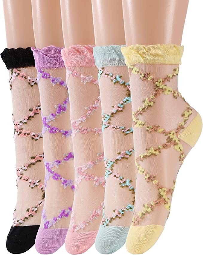 Holiday Floral Sheer Socks - Gold Shimmer Socks – Sock Candy
