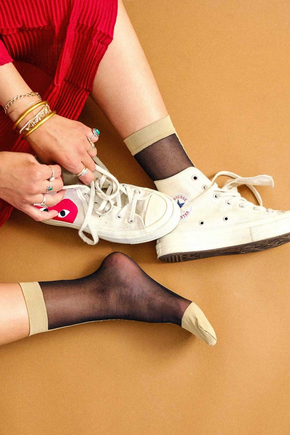 8 Pairs Sheer Socks For Women, Vintage Embroidered Floral Socks