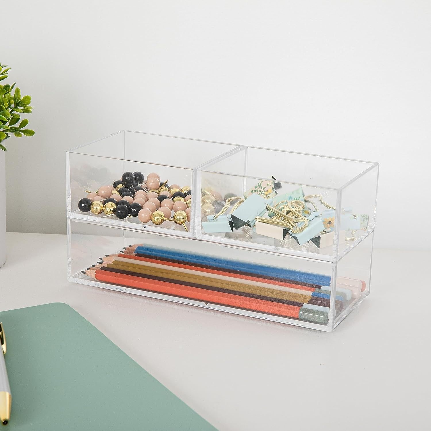 Martha Stewart Kerry Plastic Stackable Office Desk Drawer