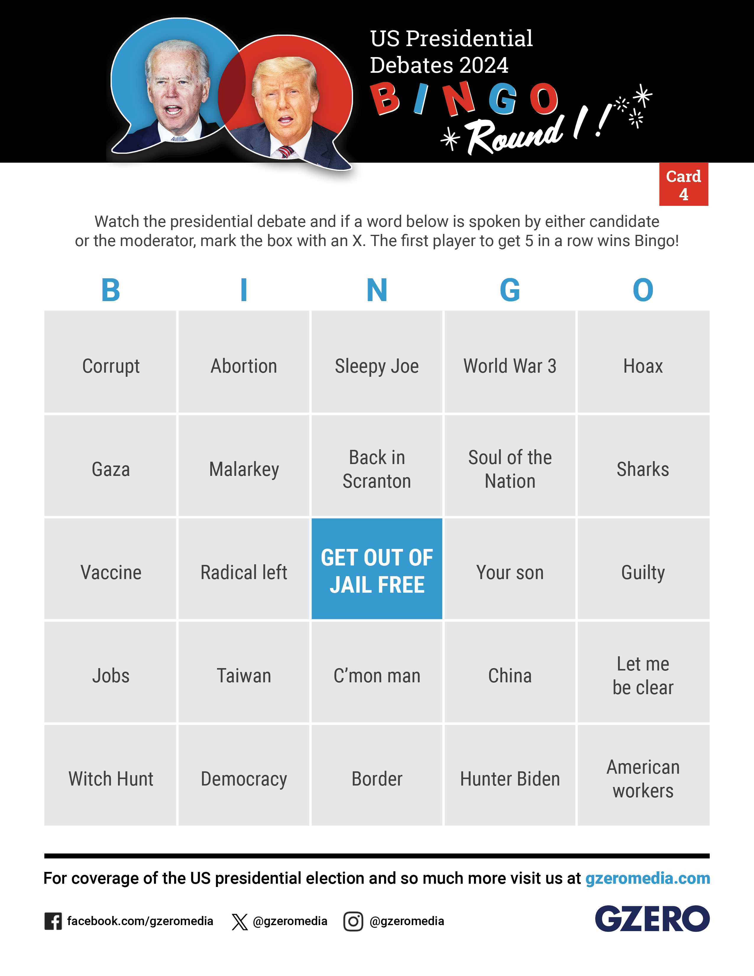 Debate Bingo to the 2024 BidenTrump showdown GZERO Media