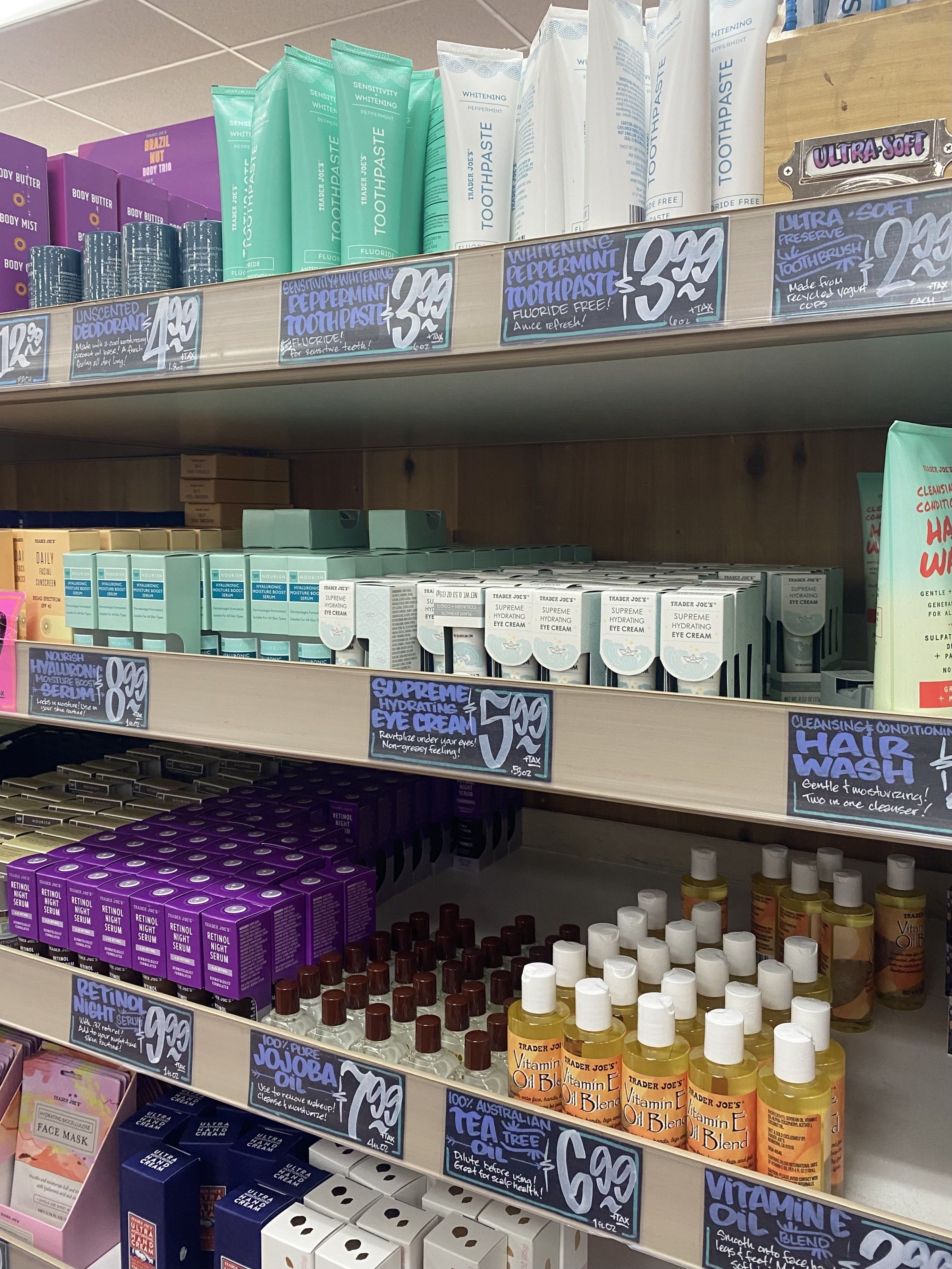 Trader Joe's Skincare Aisle