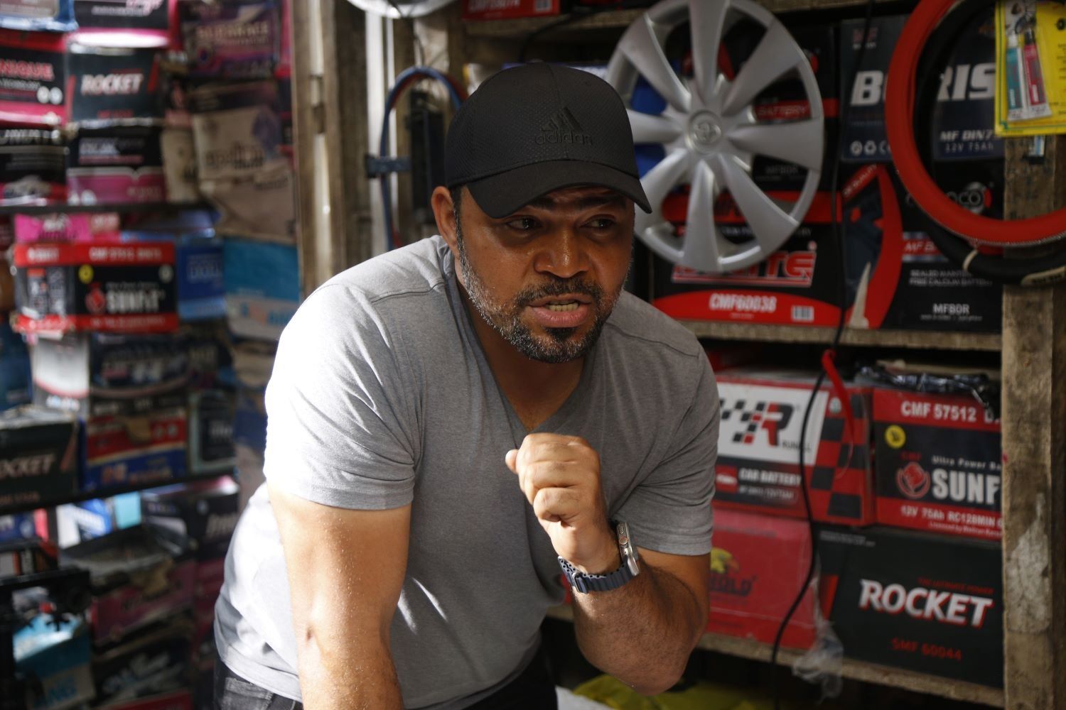 A photo of \u2018T\u00f2kunb\u00f2\u2019 director Ramsey Nouah on set.