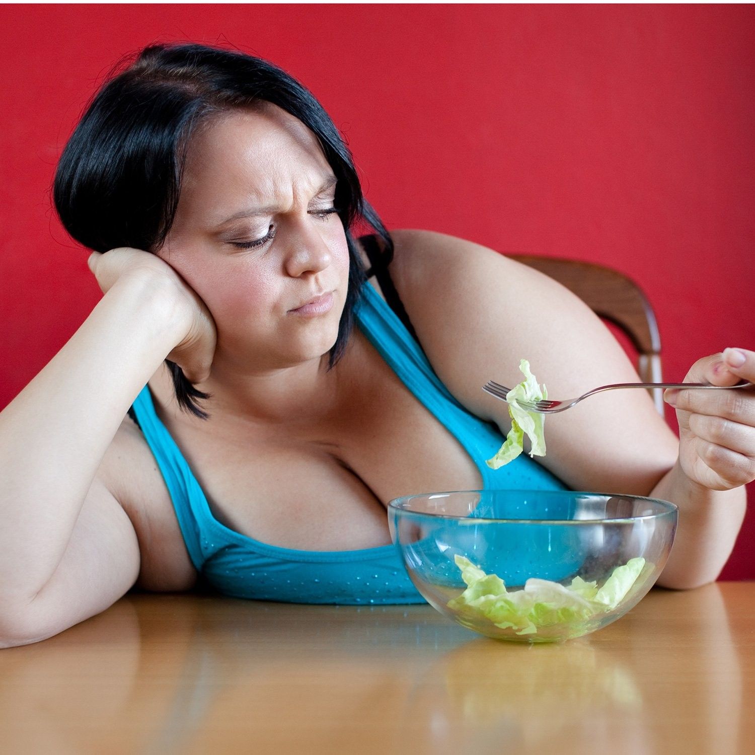 unhappy obese fat woman diet food