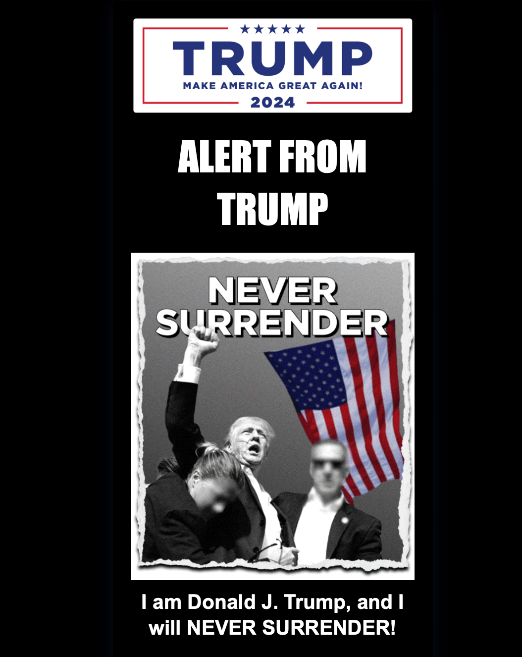 Trump fundraising message