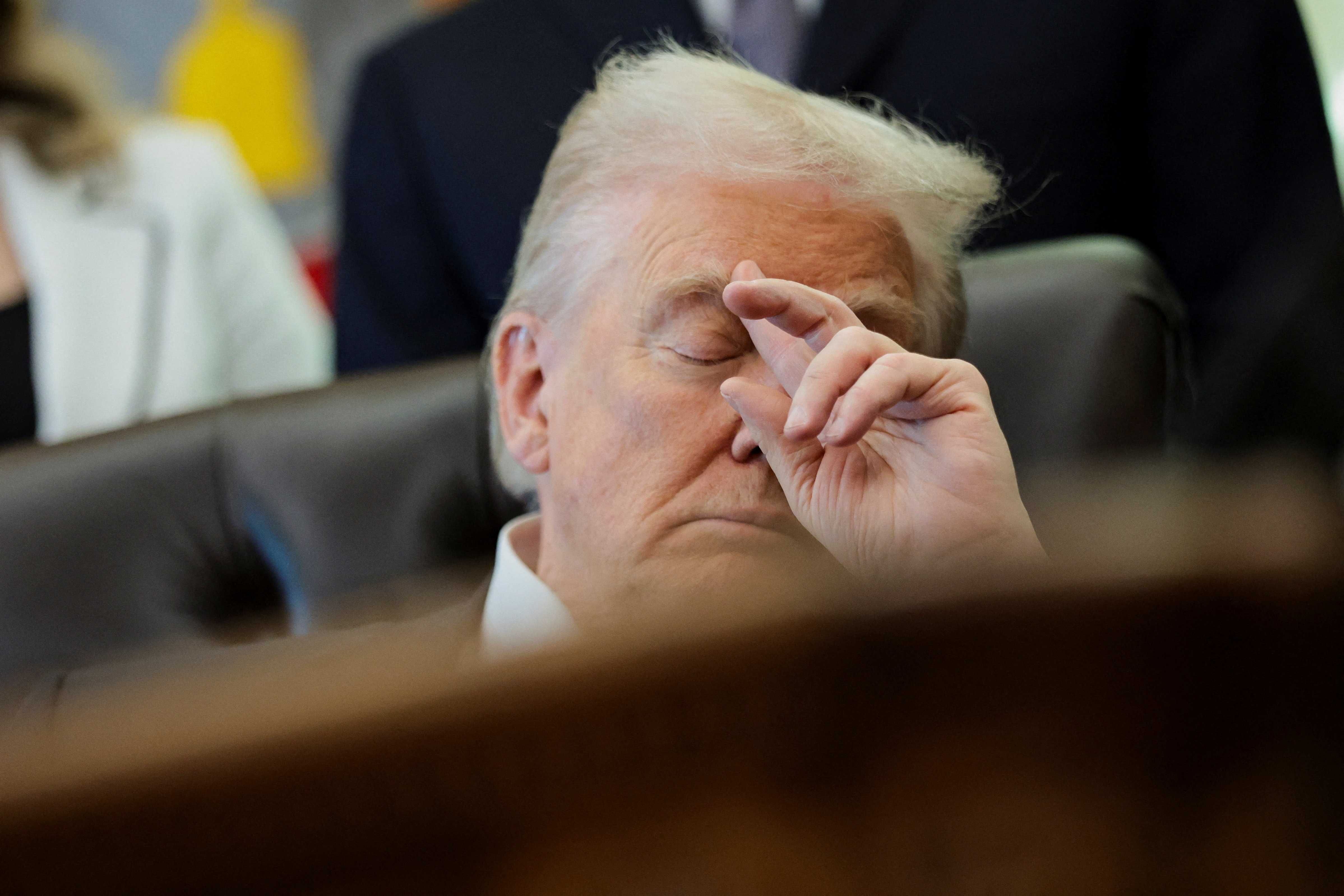 Donald Trump with eyes closed