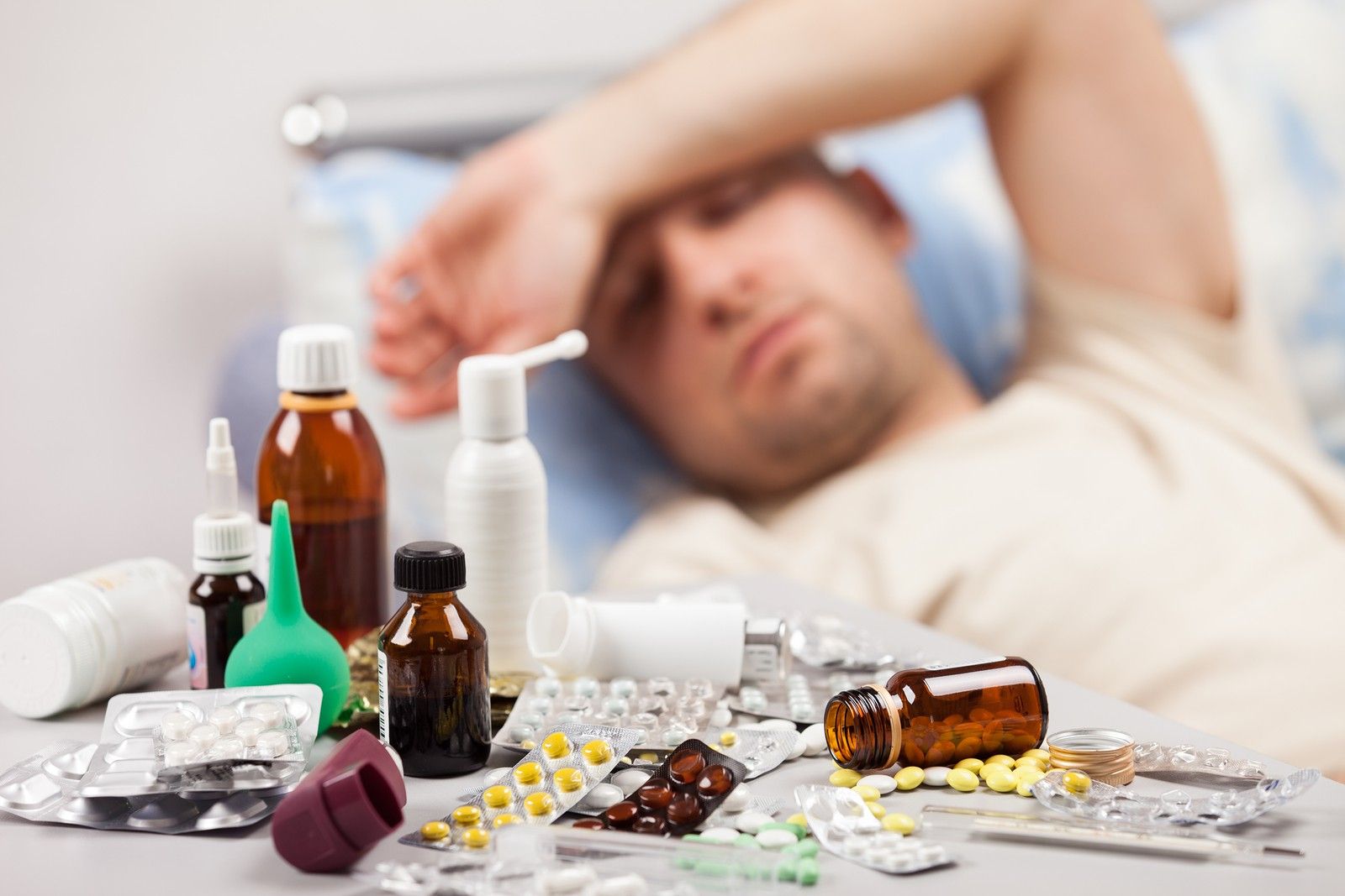 bigstock Adult man patient with high te 45657103