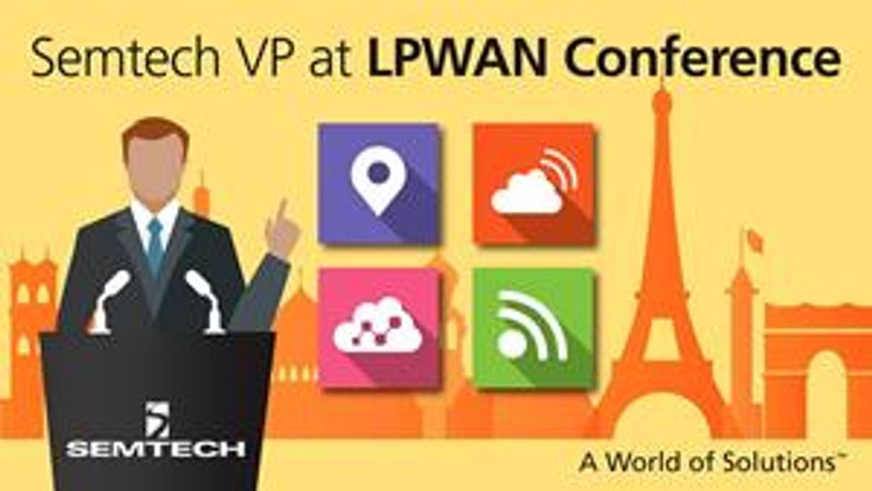 Semtech to Present IoT Initiatives using LoRaWAN™ Technology at LPWAN Conference 2016 in Paris