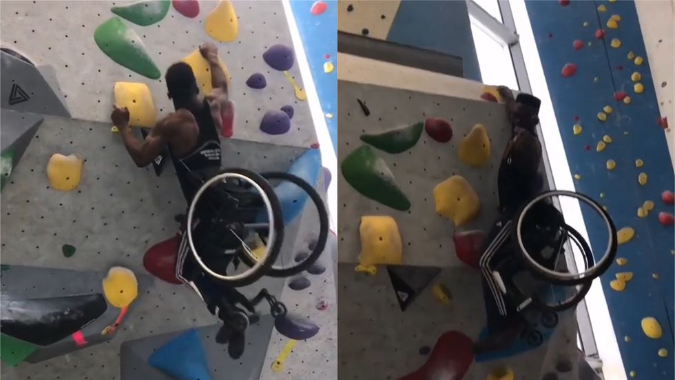 Student In Wheelchair Impressively Scales Climbing Wall After Just One Week Of Practice