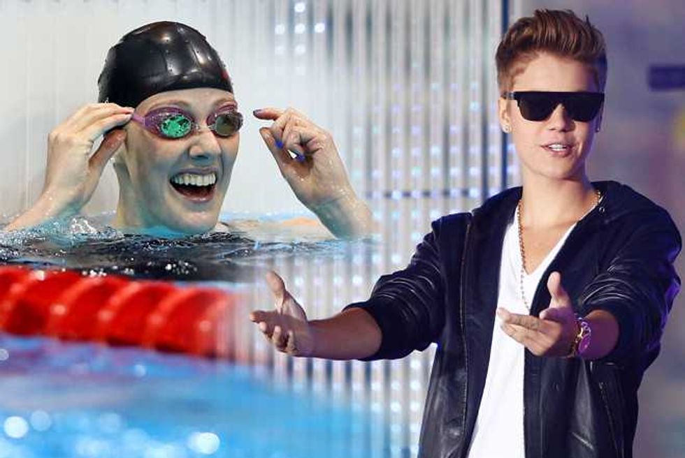 Justin Bieber and Little Brother Jaxon Love Team USA Star Missy Franklin