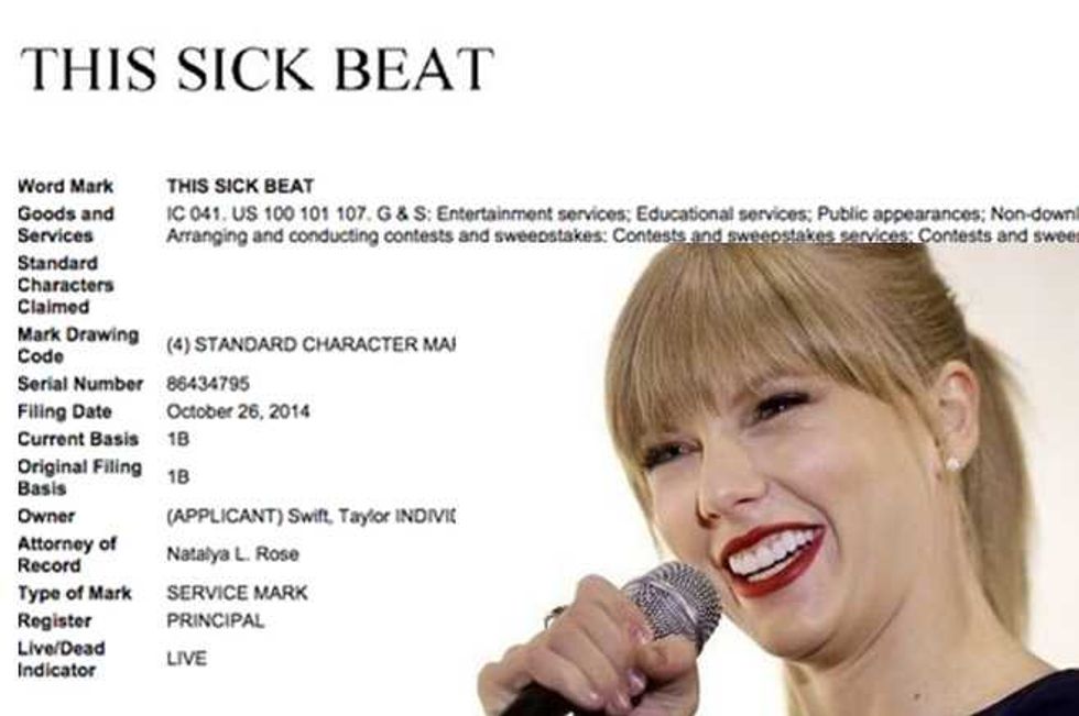 Taylor Swift, Businesswoman, Trademarks The Phrase 'This Sick Beat'