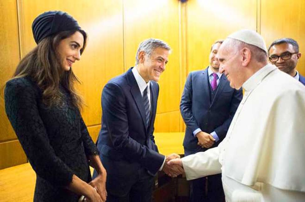 Amal Clooney Takes A Break From Shopping To Meet The Pope