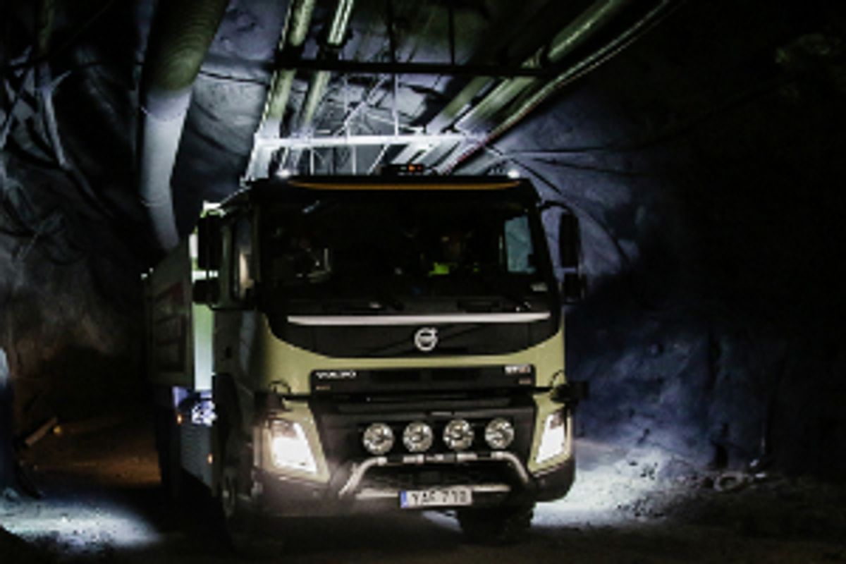 Volvo first in the world with self-driving truck in underground mine