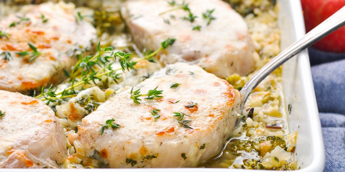 Dump-and-Bake Pork Chop Casserole with Broccoli and Wild Rice - My