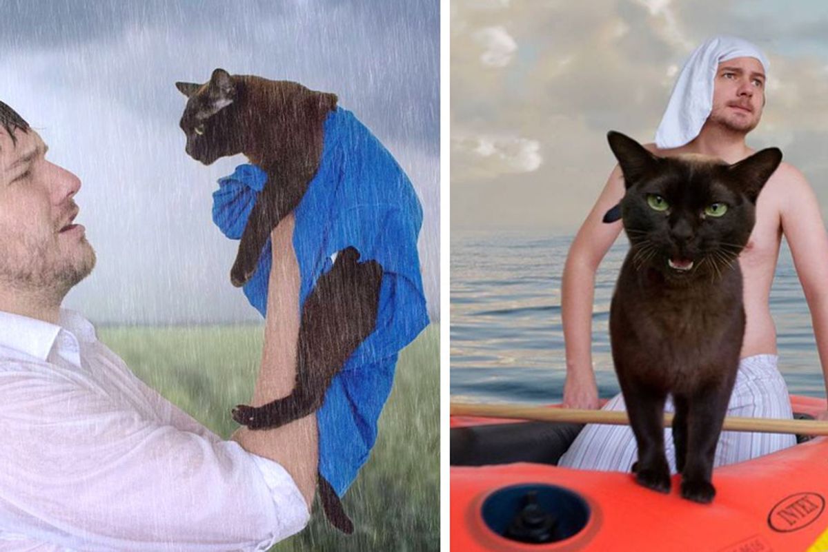 Cats and Their Human Dad Remake These 10 Memorable Movie Scenes Together
