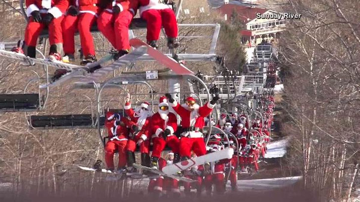 PHOTOS: Santas Hit the Slopes for Charity at Maine Ski Resort Event