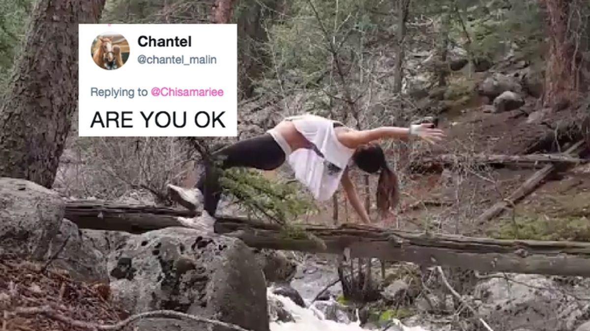 WATCH: Woman Falls Into River While Attempting Yoga Pose