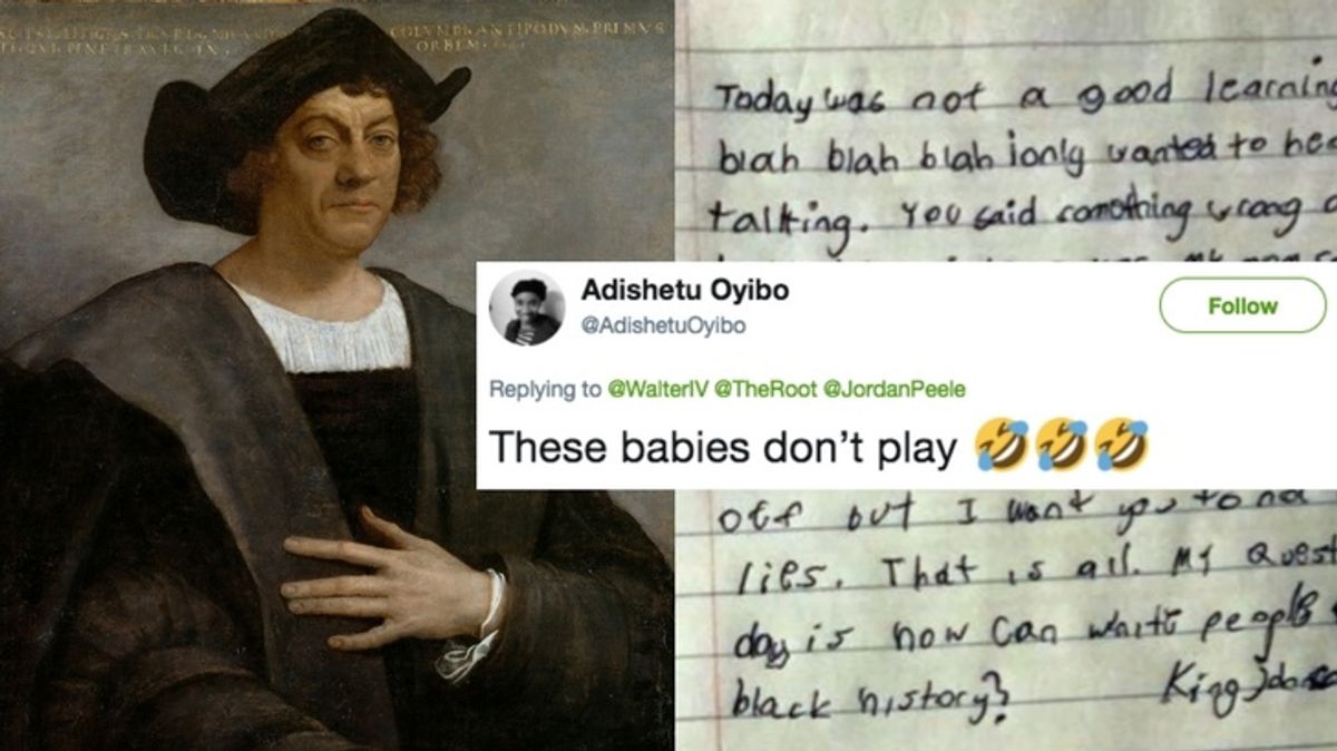 Boy Writes Journal Entry Criticizing Teacher Over Christopher Columbus Lesson