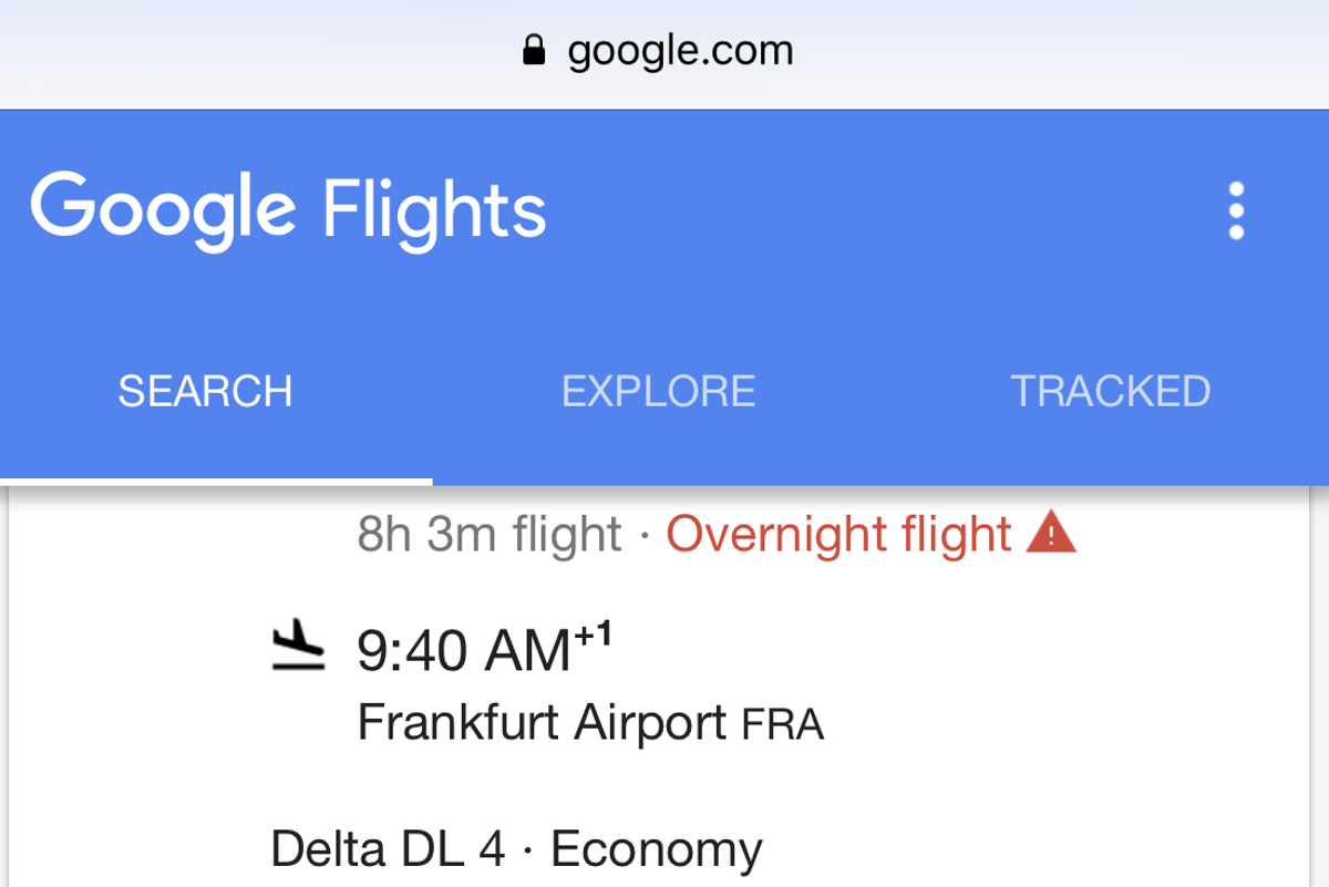 Google Flights gives the baggage and delay details on travel