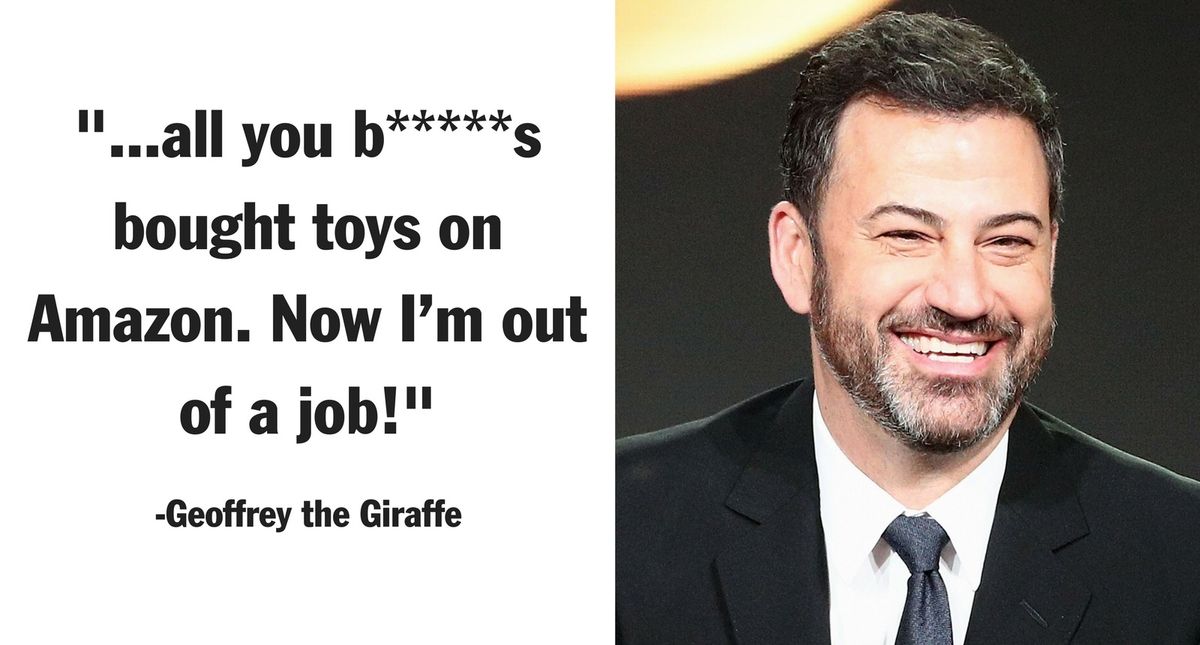 The Sad, Drunk Toys 'R' Us Giraffe Just Went on 'Jimmy Kimmel Live'