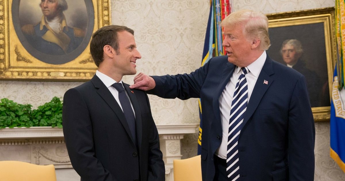 Trump Just Picked Some 'Dandruff' Off Of Emmanuel Macron In A Bizarre And Uncomfortable Moment